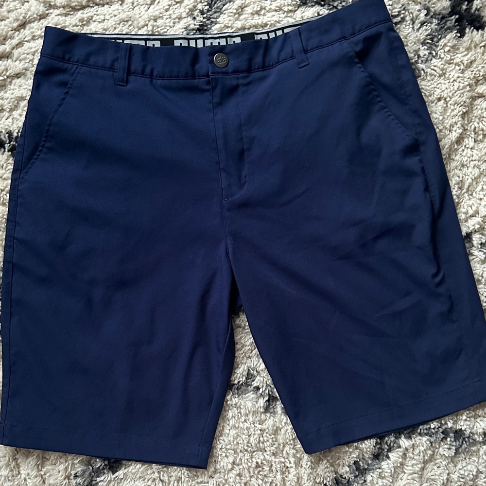 Puma Men's Navy Flat-Front Golf Shorts